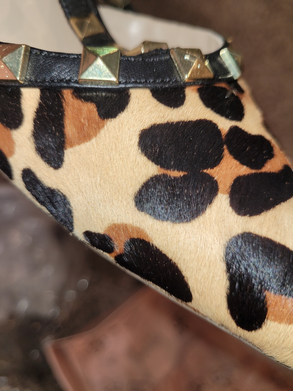 BCBGeneration Leopard Print Studded Strappy Pointed Heels. - Picture 2 of 10